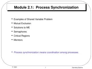Module 2.1: Process Synchronization