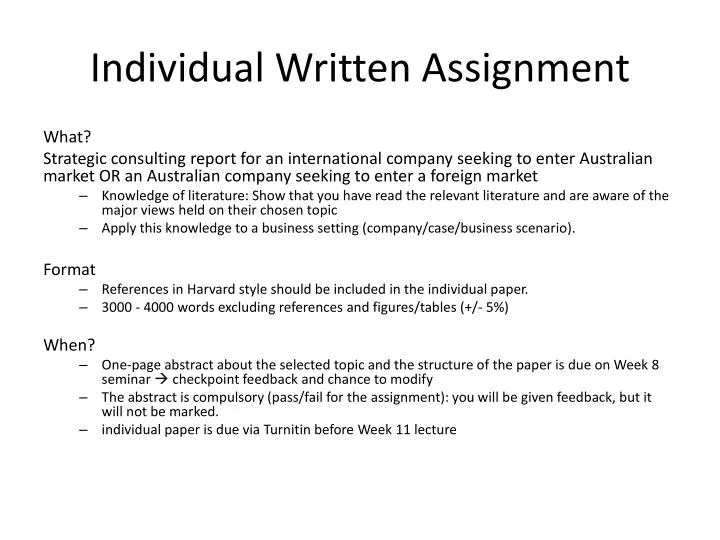 individual written assignment