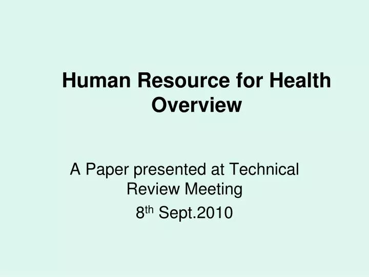 human resource for health overview