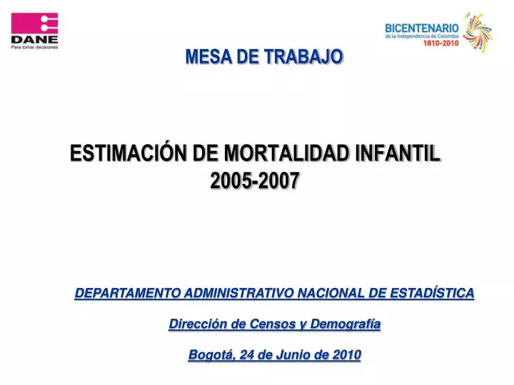 estimaci n de mortalidad infantil 2005 2007