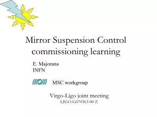 Mirror Suspension Control commissioning learning