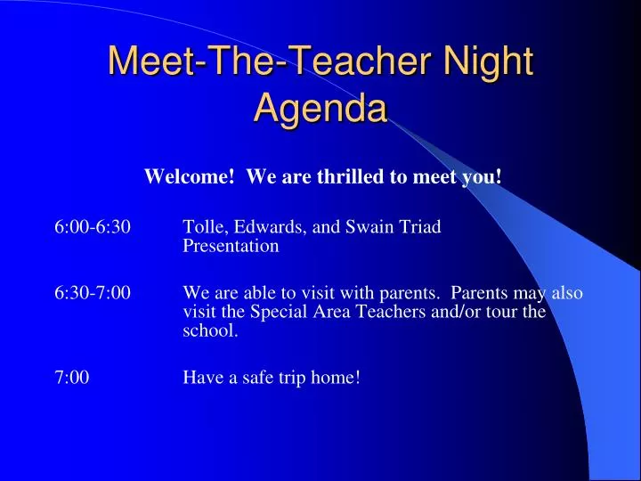 meet the teacher night agenda