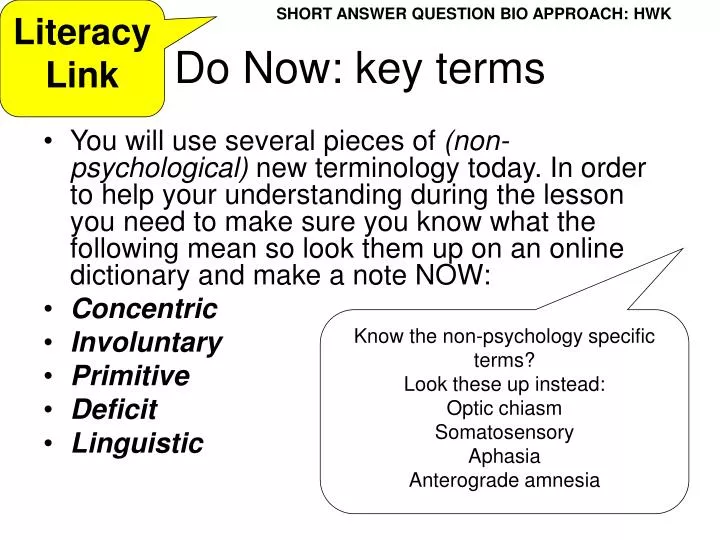 do now key terms