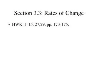 Section 3.3: Rates of Change