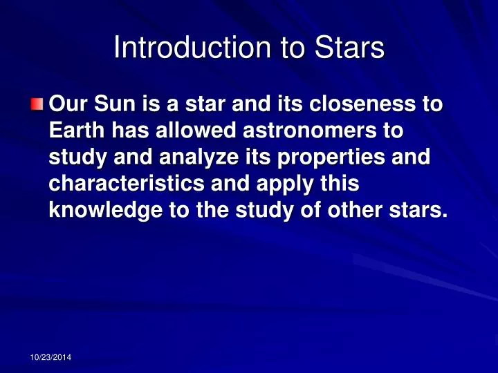 introduction to stars