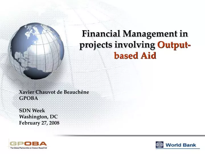 financial management in projects involving output based aid