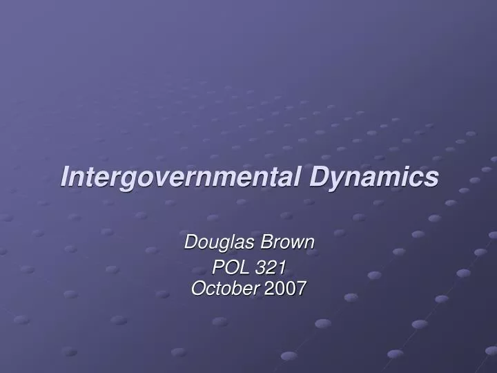 intergovernmental dynamics