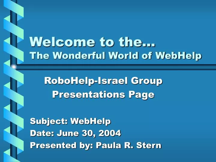 welcome to the the wonderful world of webhelp