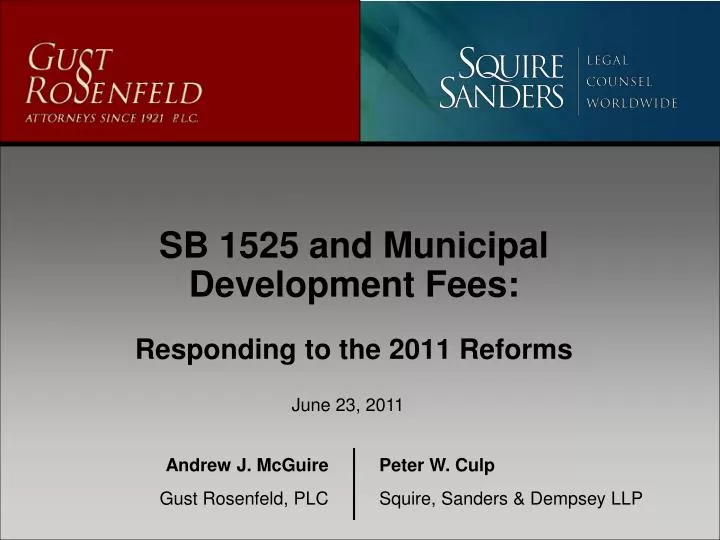 sb 1525 and municipal development fees responding to the 2011 reforms