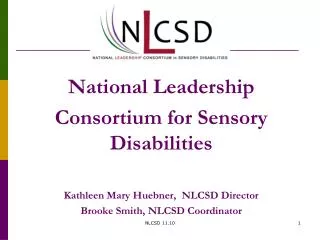 National Leadership Consortium for Sensory Disabilities Kathleen Mary Huebner, NLCSD Director