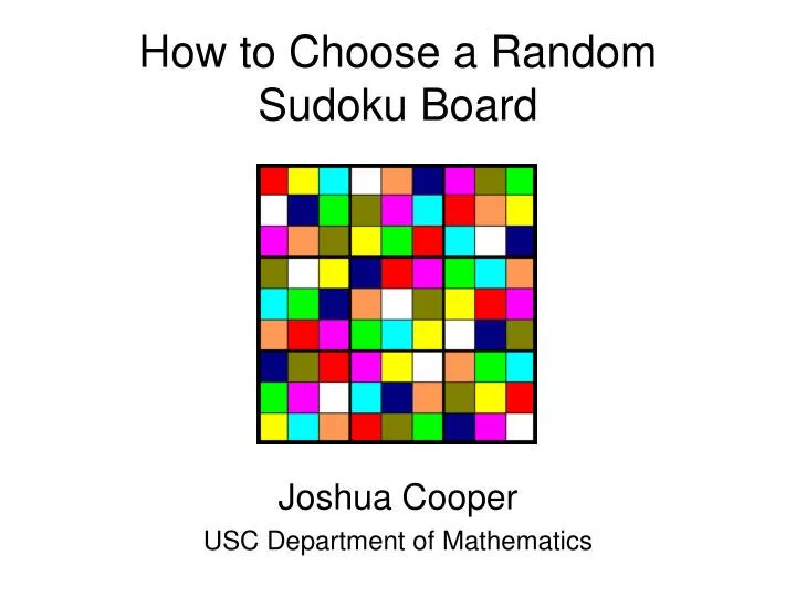 how to choose a random sudoku board