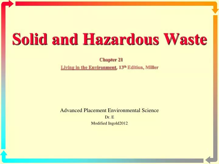 solid and hazardous waste chapter 21 living in the environment 13 th edition miller