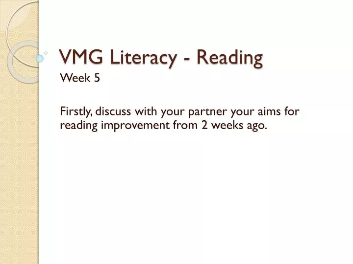 vmg literacy reading