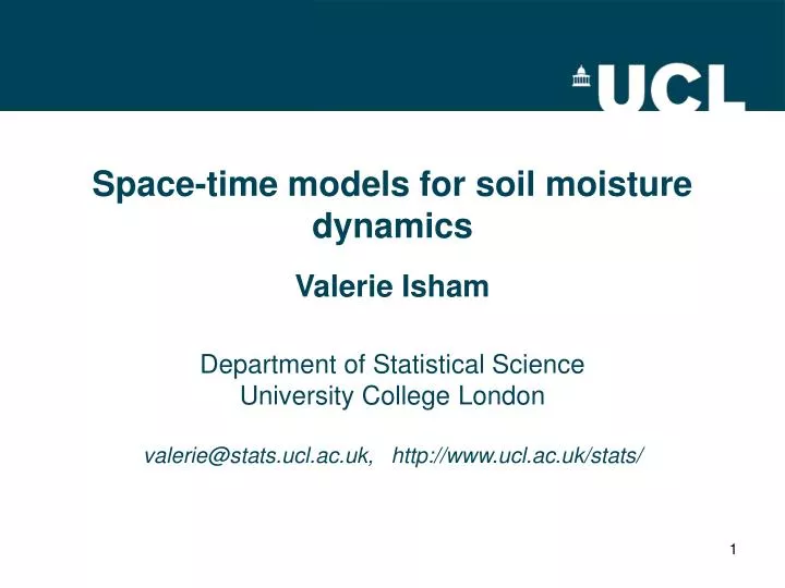 space time models for soil moisture dynamics