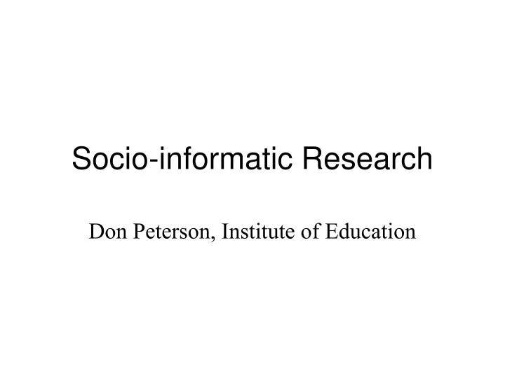 socio informatic research