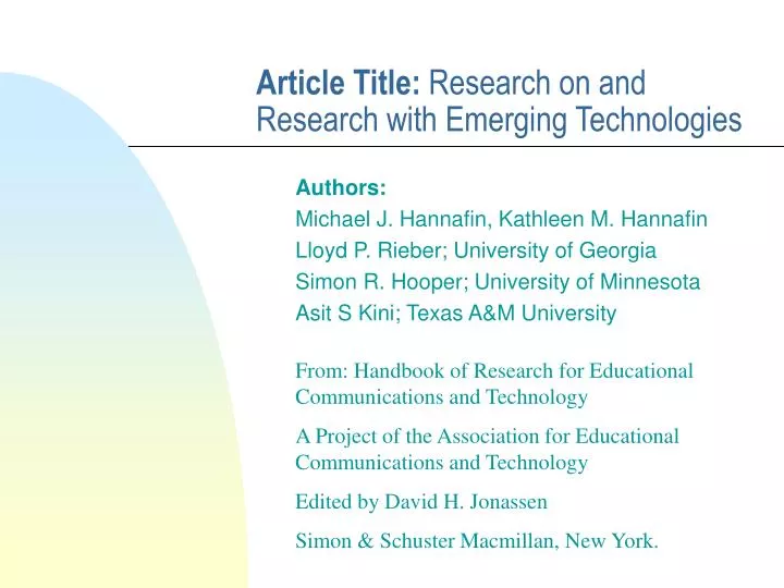 article title research on and research with emerging technologies