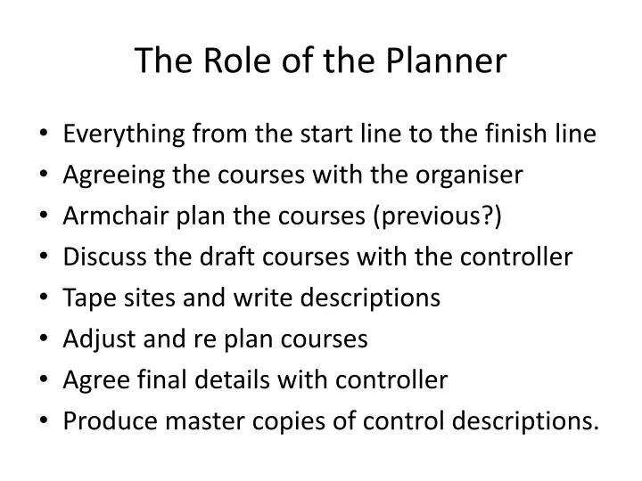 the role of the planner