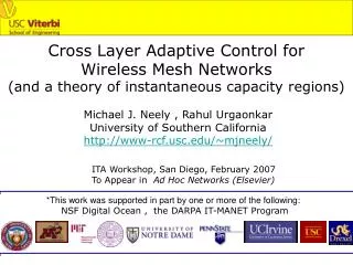 Cross Layer Adaptive Control for Wireless Mesh Networks