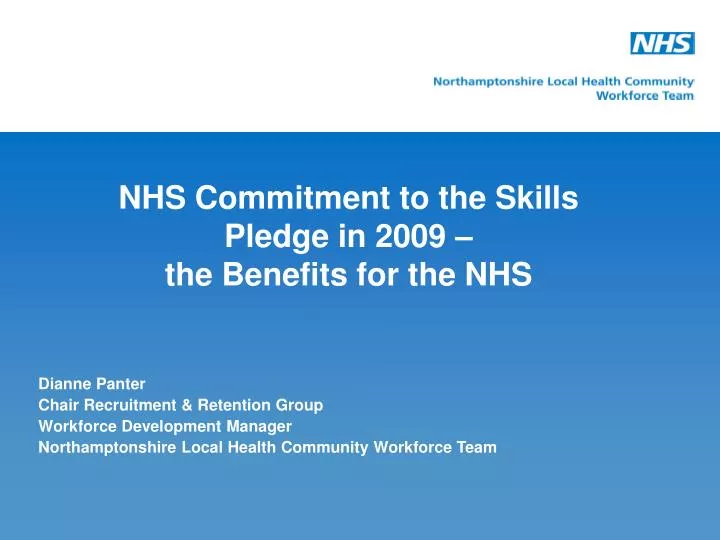nhs commitment to the skills pledge in 2009 the benefits for the nhs