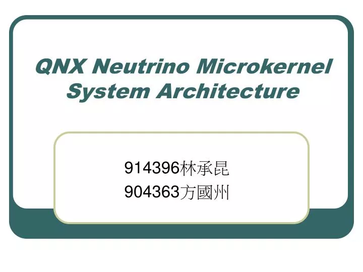 qnx neutrino microkernel system architecture