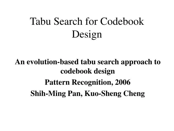 tabu search for codebook design