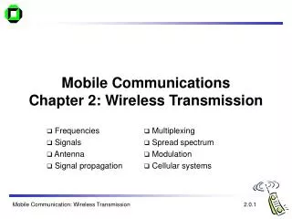 mobile communications chapter 2 wireless transmission
