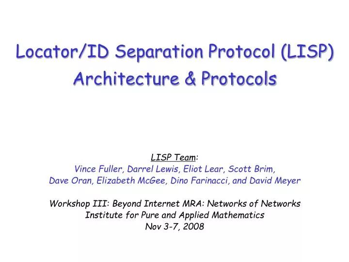 locator id separation protocol lisp architecture protocols