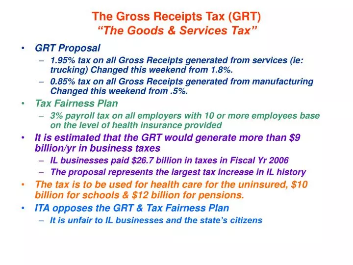 the gross receipts tax grt the goods services tax
