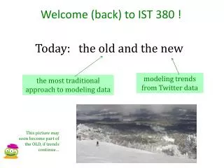 Welcome (back) to IST 380 !