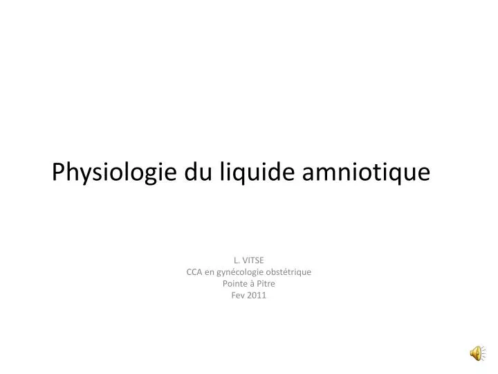 physiologie du liquide amniotique