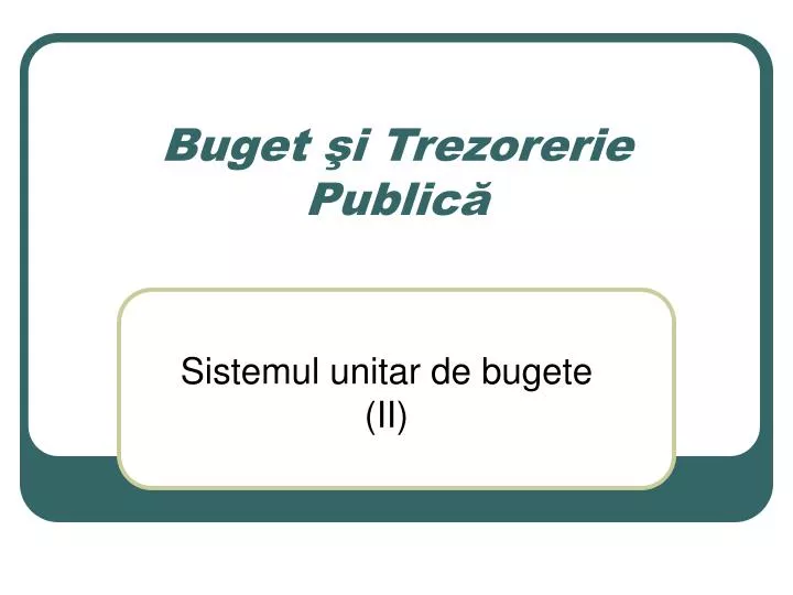 buget i trezorerie public