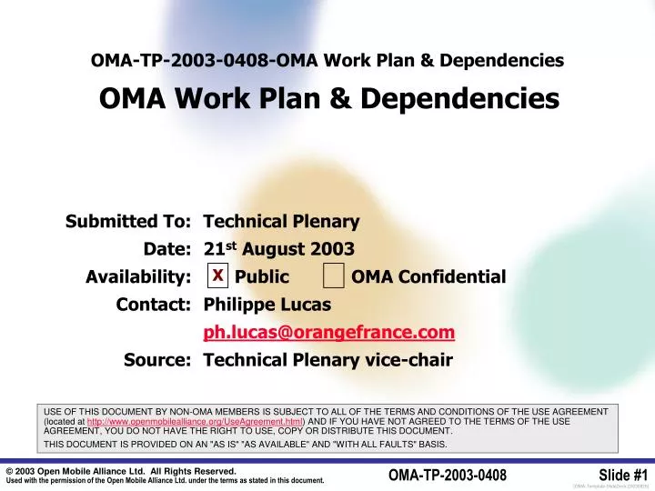 oma tp 2003 0408 oma work plan dependencies oma work plan dependencies