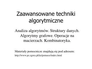 zaawansowane techniki algorytmiczne