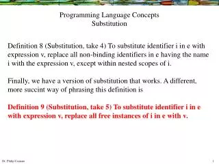 Programming Language Concepts Substitution