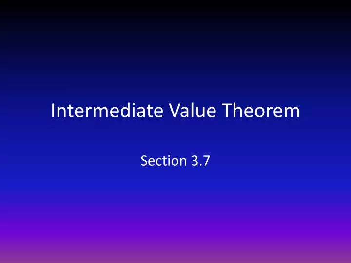 intermediate value theorem