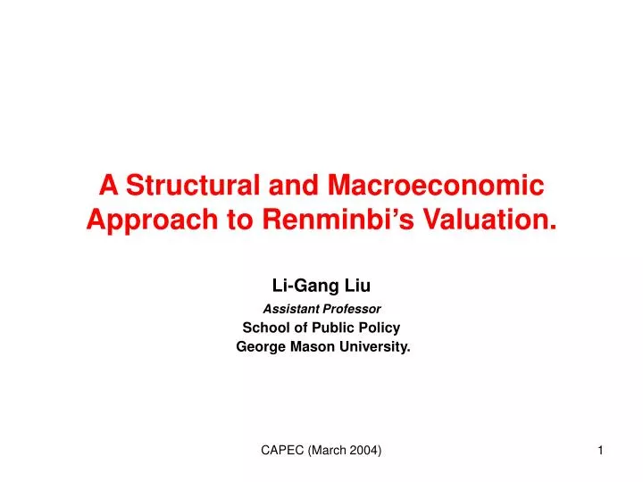 a structural and macroeconomic approach to renminbi s valuation