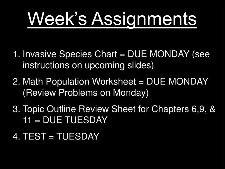 week s assignments