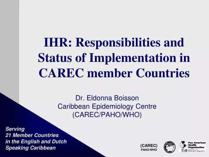 ihr responsibilities and status of implementation in carec member countries