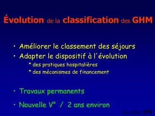 volution de la classification des ghm