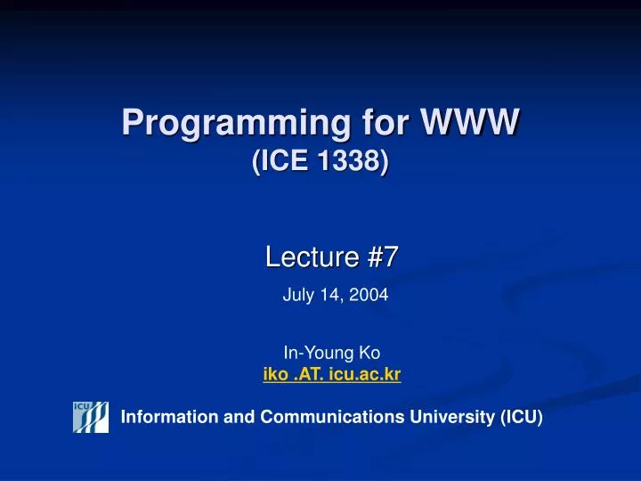 programming for www ice 1338