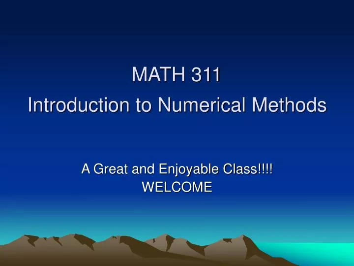 math 311 introduction to numerical methods