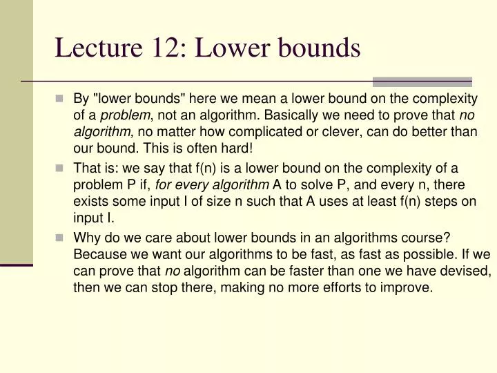 lecture 12 lower bounds