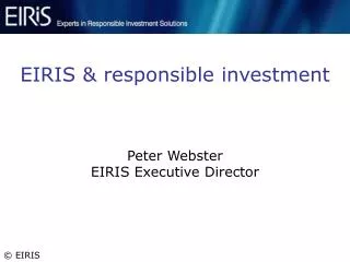 EIRIS &amp; responsible investment