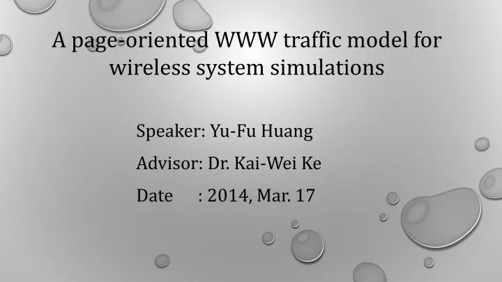 speaker yu fu huang advisor dr kai wei ke date 2014 mar 17