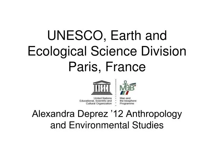 unesco earth and ecological science division paris france