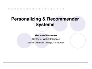 Personalizing &amp; Recommender Systems