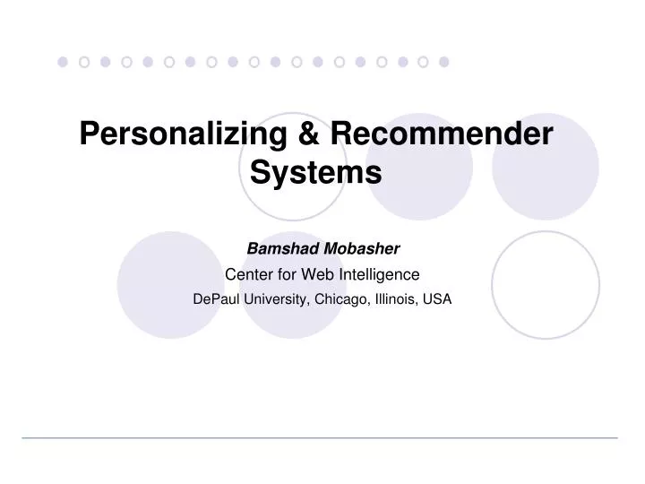 personalizing recommender systems