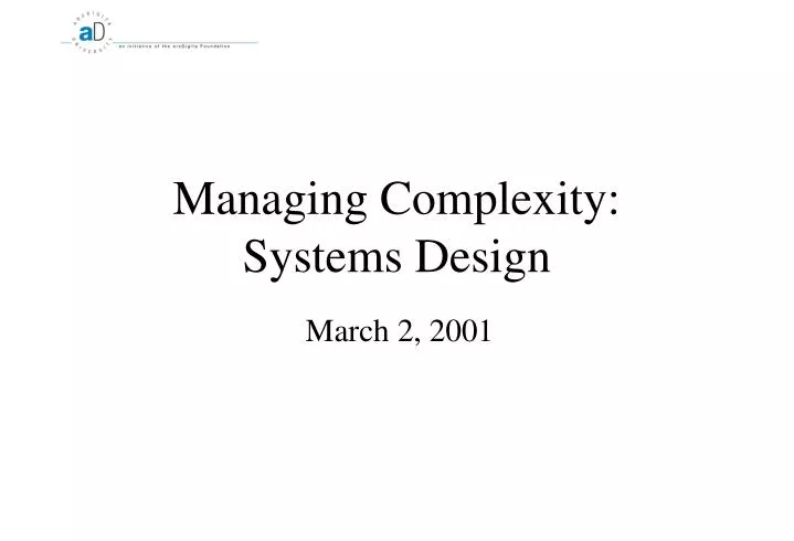 managing complexity systems design