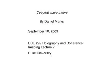 Coupled wave theory
