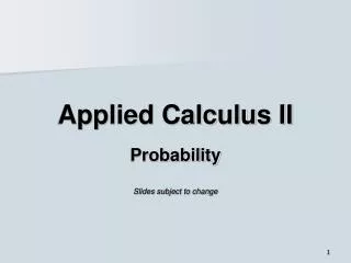 Applied Calculus II